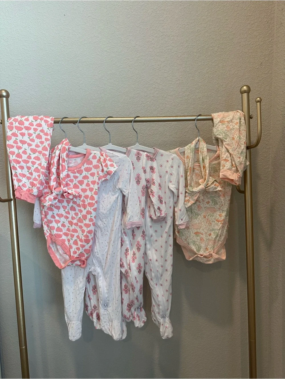 Milk Berry Pink Floral & Printed Baby One-Piece Bodysuit Set 5 pieces!